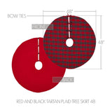 Red and Black Tartan Plaid Tree Skirt 48"-Lange General Store