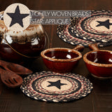 Revere primitive country trivets set of 3 displayed on rustic farmhouse table setting