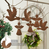 Rust Angel and Dove Metal Ornaments Set of 6-Lange General Store