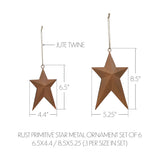Rust Primitive Star Metal Ornament Set of 6-Lange General Store