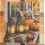 Rustic Fall Porch Plaid Dishtowels