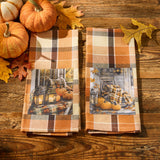 Rustic Fall Porch Plaid Dishtowels