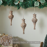 Rustic Finial Ornament Feathered Finish Set of 3-Lange General Store