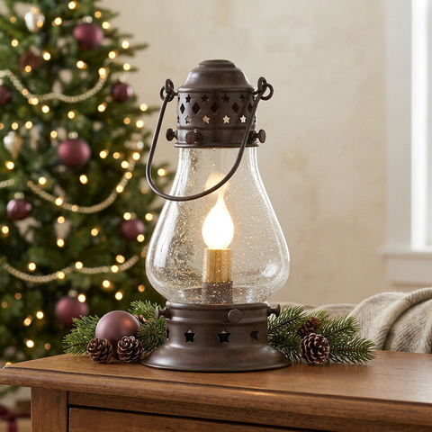 Rustic Onion Lamp Copper in a Christmas setting