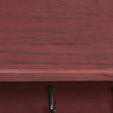 Rustic Red Shelf With Hooks-Lange General Store