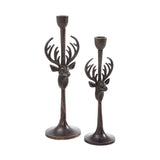 Rustic Stag Metal Candlestick Holders Set of 2-Lange General Store