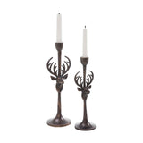 Rustic Stag Metal Candlestick Holders Set of 2-Lange General Store