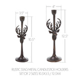 Rustic Stag Metal Candlestick Holders Set of 2-Lange General Store