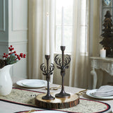 Rustic Stag Metal Candlestick Holders Set of 2-Lange General Store
