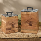 Rustic Wood Canisters-Lange General Store