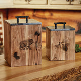 Rustic Wood Canisters-Lange General Store