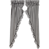 Annie Black Buffalo Check Ruffled Long Prairie Curtains-Lange General Store