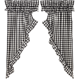 Annie Black Buffalo Check Ruffled Short Prairie Curtains-Lange General Store