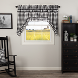 Annie Black Buffalo Check Ruffled Swag Curtains-Lange General Store