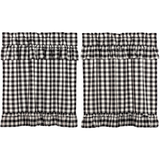 Annie Black Buffalo Check Ruffled Tier Curtains 36"-Lange General Store