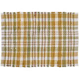 Sage & Mustard Plaid Chindi Placemats Set of 4 with a plaid pattern in putty brown, sage green, light mustard and white on a white background