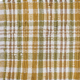Sage & Mustard Plaid Chindi Placemats Set of 4 Close-up of a woven fabric with a plaid pattern in earthy tones.