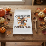 Scarecrow Smiles Pumpkin Piles Flour Sack Towel