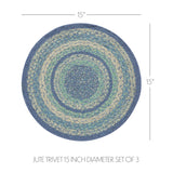 Sea Glass Braided Trivet 15" Set of 3