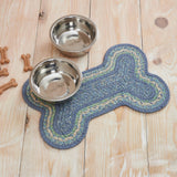 Sea Glass Dog Bone Braided Waterproof Rug Mat – Small 11.5x17.5 – Soft Steel Blue, Sea Glass, Creme
