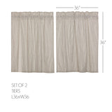 Seersucker Blue Ticking Stripe Tier Curtains 36"-Lange General Store