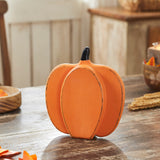 Short Orange Wooden Pumpkin 9x8x2-Lange General Store