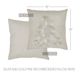 Silver and Gold Pine Tree Embroidered Pillow-Lange General Store