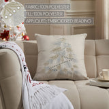 Silver and Gold Pine Tree Embroidered Pillow-Lange General Store