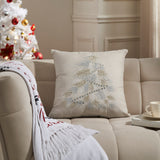 Silver and Gold Pine Tree Embroidered Pillow-Lange General Store