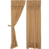 Simple Life Flax Khaki Ruffled Panel Curtains-Lange General Store