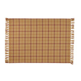 Simmons plaid placemat tassel and hem fold detail
