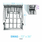 Close-up of Simmons plaid swag showing draped silhouette and 1.5 inch ruffle header detail
