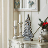 Six-Tiered Pine Distressed Dark Grey Wooden Tree-Lange General Store