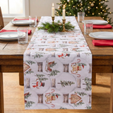 Snow Globe Wonders table runner scene revised with candles in the holders