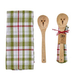 Snowman Plaid Stir It Up Dishtowel & Wooden Spoon Set