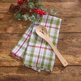 Snowman Plaid Stir It Up Dishtowel & Wooden Spoon Set