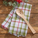 Snowman Plaid Stir It Up Dishtowel & Wooden Spoon Set