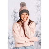 Sofia Ribbed Beanie - Pink/Gray-Lange General Store