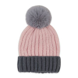 Sofia Ribbed Beanie - Pink/Gray-Lange General Store