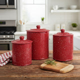 Speckled Enamelware Canister Set - Red-Lange General Store