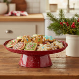 Speckled Enamelware Cake Pedestal - Red-Lange General Store