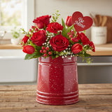 Speckled Enamelware Utensil Crock - Red-Lange General Store