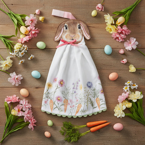 Spring Bunnies Hang-Up Kitchen Towel-Lange General Store
