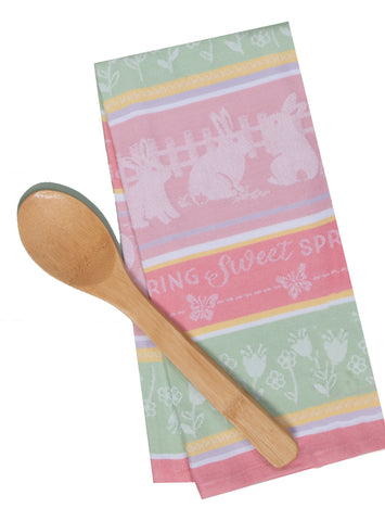Spring Bunnies Jacquard Tea Towel-Lange General Store