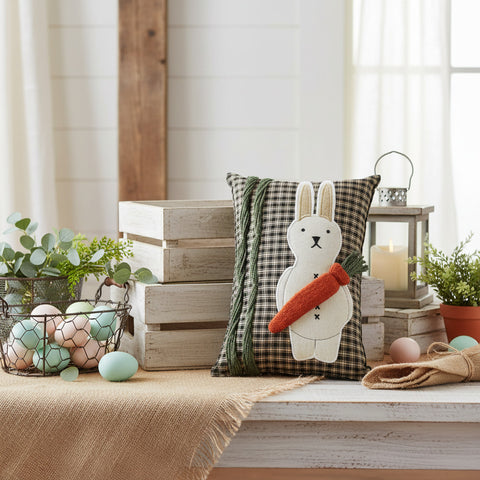 Spring Bunny And Carrot Pillow-Lange General Store