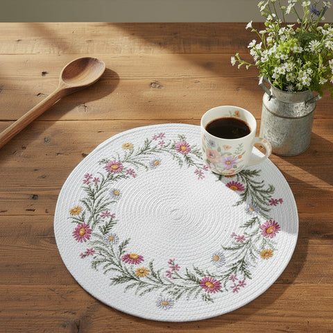 Spring Floral Braided Placemat-Lange General Store