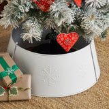 Stamped Snowflake Metal Tree Collar White-Lange General Store