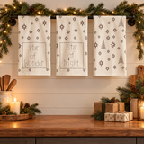 Star Of Wonder Tea Towel Set in a Christmas kitchen
