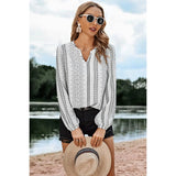 Striped V Neck Vertical Stripe Loose Blouse-Lange General Store