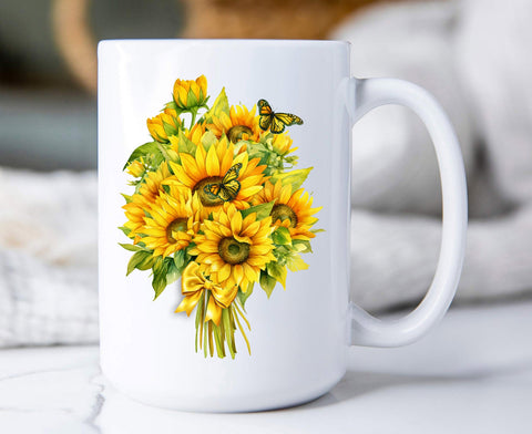Sunflowers Butterfly Bouquet Mug-Lange General Store